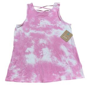 Bixby Nomad Girl Size L (12/14)‎ Pink White Tie Dye Ruffle Tank Top ~ ~ NWT